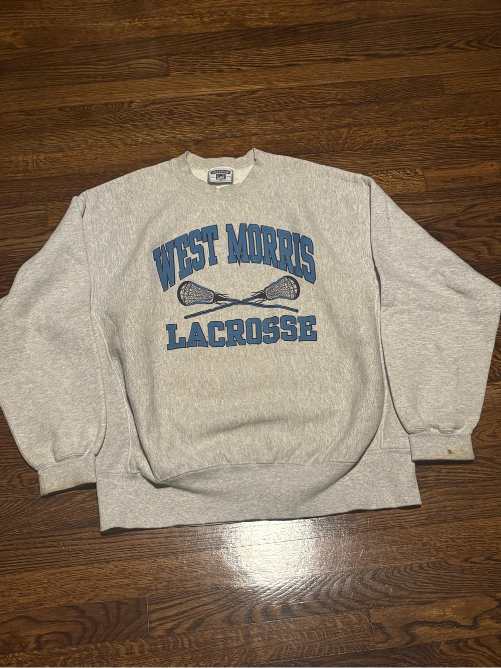 Vintage Lee Men's Heather Light Gray Crewneck Sweatshirt
